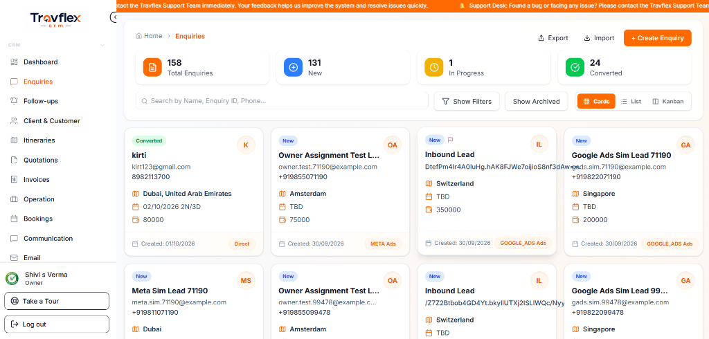 Enquiry Management Preview